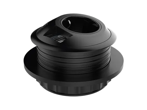 Desktop stekkerdoos Power PixelTUF 1x Schuko + USB A en C 25W Zwart