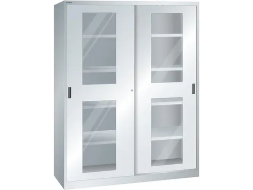 venster-schuifdeurkast HxBxD 1950x1500x580mm 8xStalen bodem RAL7035