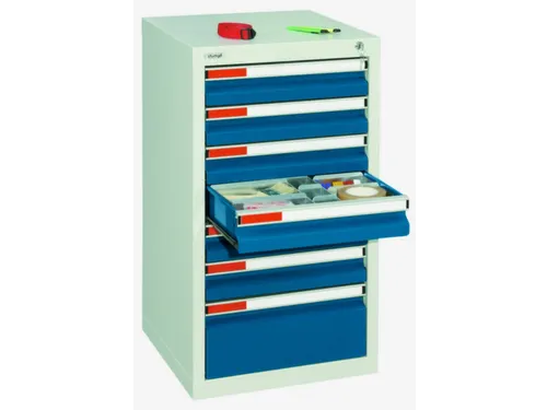 ladekast HxBxD 900x500x500mm 7laden vergrendeling RAL7035 RAL5010