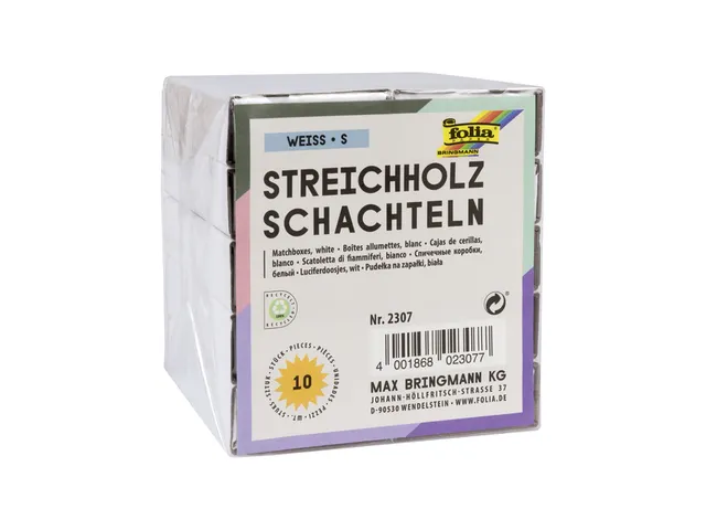 Luciferdoosjes Folia klein 53x37x11mm 10 stuks wit