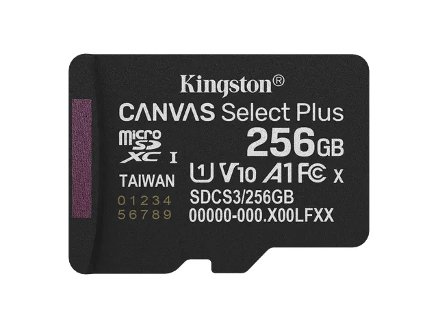 256GB microSDXC Canvas Select Plus Gen3 150MB/s A1 kaart + adapter