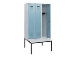 locker met bank,HxBxD 1950x900x815mm,3vak,vak B 300mm,cilinderslot