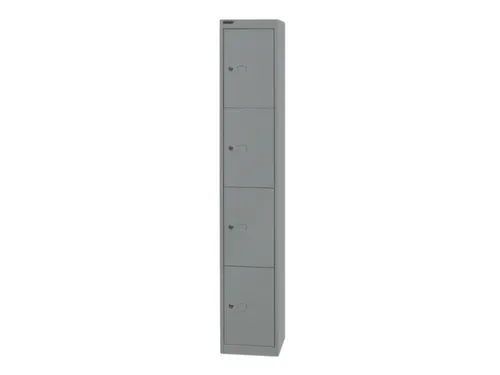 lockerkast,HxBxD 1802x305x305mm,1x4vakken,cil.-slot,romp zilverkleurig