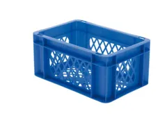 Euronorm-stapelbak 5.5l 145x300x200mm Wanden/bodem Opengewerkt Blauw