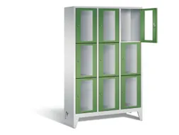 lockerkast 1850x1200x500mm 3x3 vakken Cilinderslot Poten, RAL7035