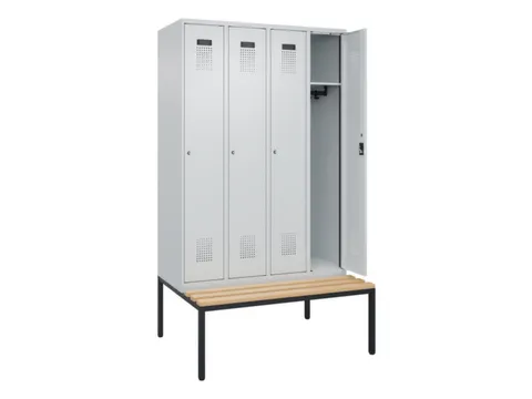 locker met bank,HxBxD 2120x1200x815mm,4vak,vak B 300mm,cilinderslot