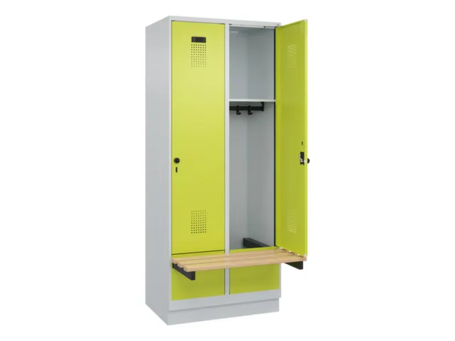 locker met bank,HxBxD 1950x800x815mm,2vak,vak B 400mm,draaigrendel