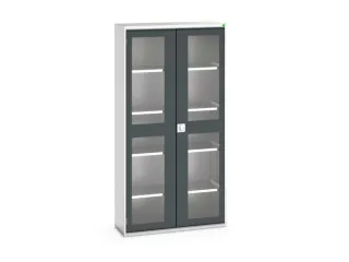 vitrinekast 2000x1050x350mm 4xStalen bodem romp RAL7035 front RAL7016 - 1