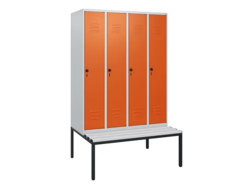 locker met bank,HxBxD 1950x1200x815mm,4vak,vak B 300mm,draaigrendel