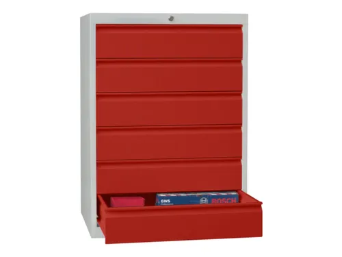 ladekast,HxBxD 1000x715x600mm,6lade(n),cil.-slot,RAL7035,front RAL3000