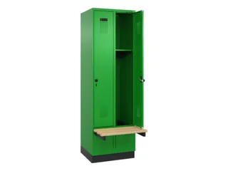locker met bank,HxBxD 1950x600x815mm,2vak,vak B 300mm,draaigrendel - 1