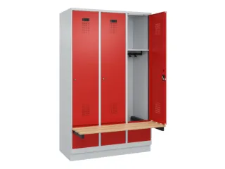 locker met bank,HxBxD 1950x1200x815mm,3vak,vak B 400mm,cilinderslot - 1