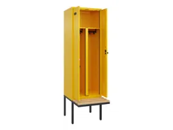 PBM-locker met bank,HxBxD 2120x600x815mm,2vak,vak B 300mm,draaigrendel