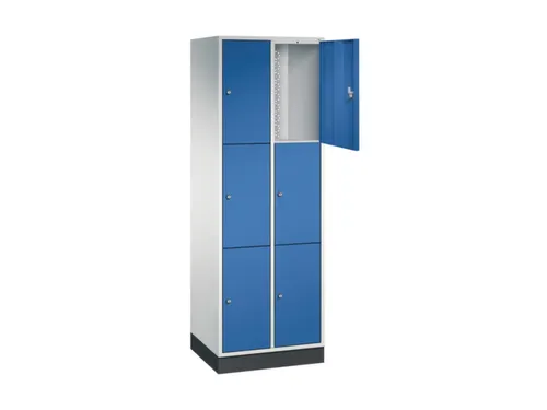 lockerkast,RAL 7035/RAL 5010,HxBxD 1950x620x500mm,2x3vakken,cil.-slot