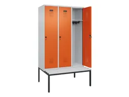 locker met bank,HxBxD 2120x1200x815mm,3vak,vak B 400mm,draaigrendel