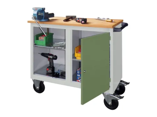 werkbank,verrijdbaar,HxBxD 915x1090x600mm,RAL7035,front RAL6011