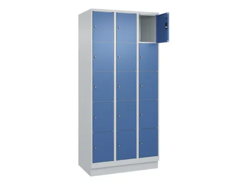 lockerkast,HxBxD 1950x900x500mm,3x5vakken,vak B 300mm,cil.-slot,sokkel