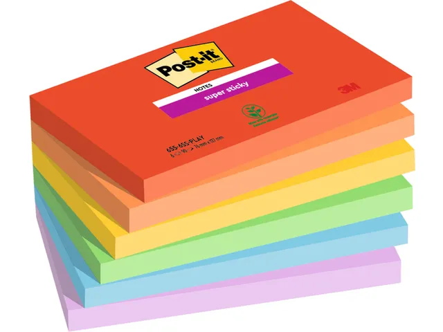 Memoblok 3M Post-it 655 Super Sticky 76X127mm PLAY