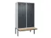 locker met bank,voor scheiding van kleding,HxBxD 2120x1200x815mm,4vak