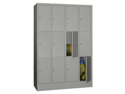 lockerkast,HxBxD 1850x1200x500mm,4x3vakken,RAL7035,front RAL7016