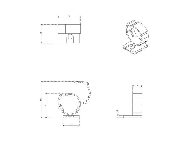 Clip de fixation Addit pour range-câbles Ø15/25mm argent 5 pièces