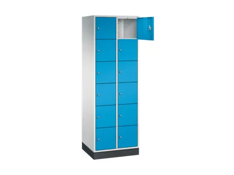 lockerkast,RAL 7035/RAL 5012,HxBxD 1950x620x500mm,2x6vakken,cil.-slot