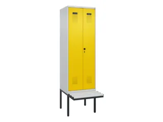 PBM-locker met bank,HxBxD 2120x600x815mm,2vak,vak B 300mm,draaigrendel - 2