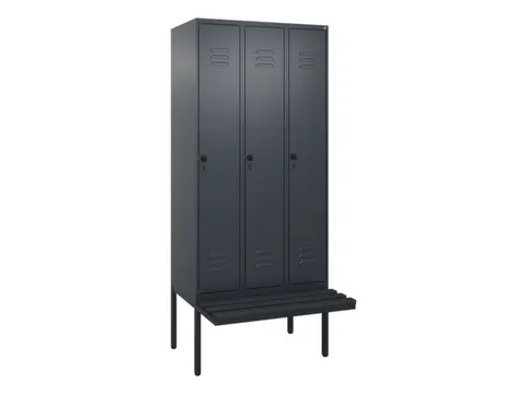 locker met bank,HxBxD 2120x900x815mm,3vak,vak B 300mm,draaigrendel