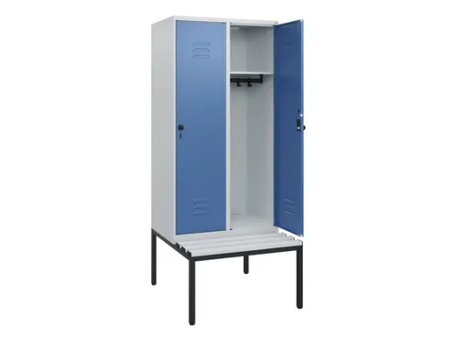 locker met bank,HxBxD 1950x800x815mm,2vak,vak B 400mm,draaigrendel