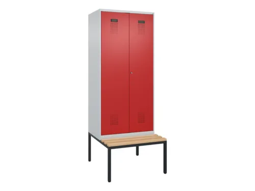 locker met bank,voor scheiding van kleding,HxBxD 2120x800x815mm,2vak