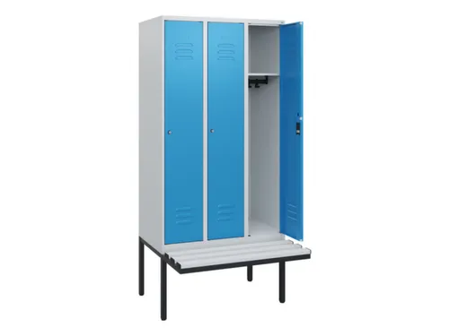 locker met bank,HxBxD 1950x900x815mm,3vak,vak B 300mm,cil.-slot