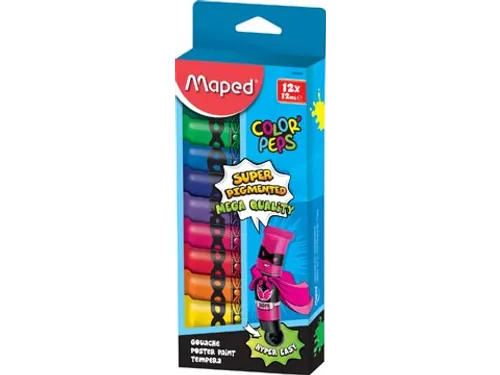 Color'Peps plakkaatverf, 12ml, 12 tubes assorti