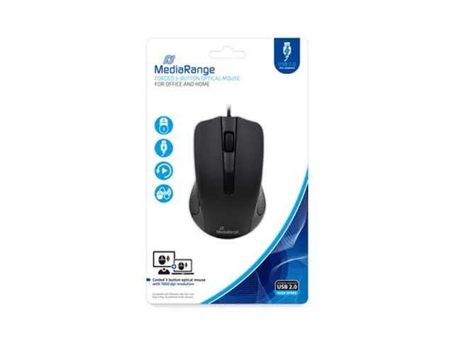 MROS210 Optische muis 3 knoppen bedraad zwart