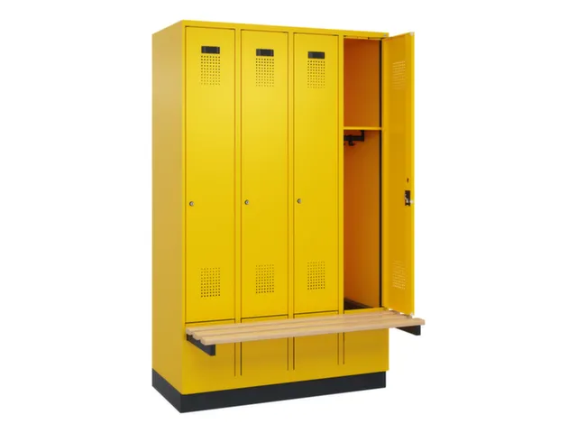 locker met bank,HxBxD 1950x1200x815mm,4vak,vak B 300mm,cilinderslot