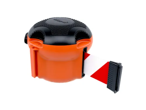 bandcassette,m. 1riem(en),LxB 9m x50mm,L 9m,riem rood/wit