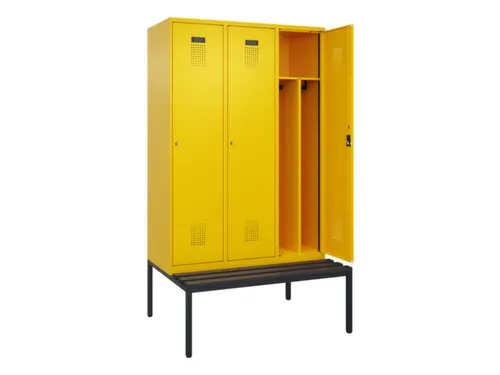 locker met bank,voor scheiding van kleding,HxBxD 2120x1200x815mm,3vak