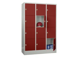 lockerkast,HxBxD 1850x1200x500mm,3x4vakken,RAL7035,front RAL3000 - 2