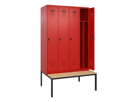 locker met bank,voor scheiding van kleding,HxBxD 2120x1200x815mm,4vak