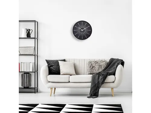 Stille wandklok - 40cm- Zwart - Metaal -NeXtime "Excentric"