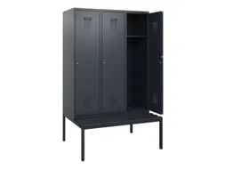 locker met bank,HxBxD 1950x1200x815mm,3vak,vak B 400mm,cilinderslot