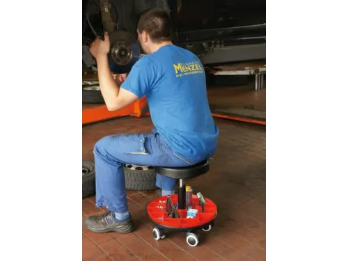 Werkplaatskruk H 420-545mm Pu-schuimzitting Wielen Zwart Gasveer