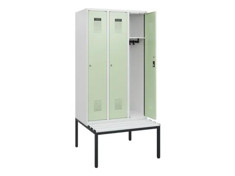 locker met bank,HxBxD 1950x900x815mm,3vak,vak B 300mm,cilinderslot