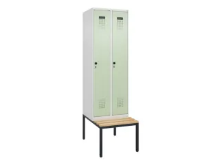 locker met bank,HxBxD 2120x600x815mm,2vak,vak B 300mm,draaigrendel - 3