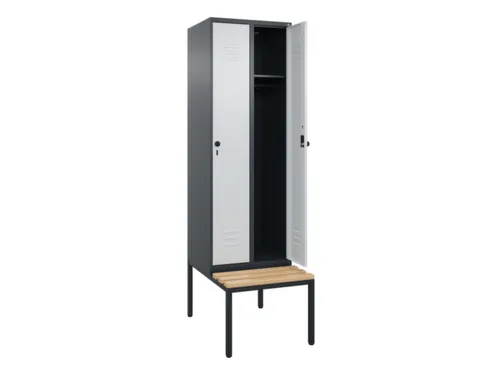 locker met bank,HxBxD 2120x600x815mm,2vak,vak B 300mm,draaigrendel