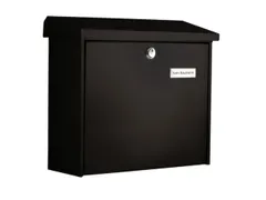 muurbrievenbus,staal,zwart,HxBxD 340x380x148mm,inworp boven