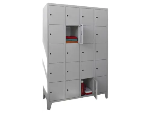 lockerkast,HxBxD 1850x1200x500mm,4x5vakken,RAL7035,front RAL3000