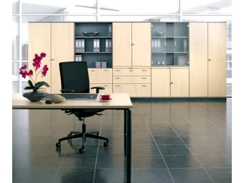 kantoorstelling,HxBxD 1920x1000x430mm,4xhouten vloer,decor romp wit