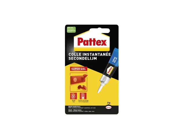 Secondelijm Pattex super gel tube 3gram op blister