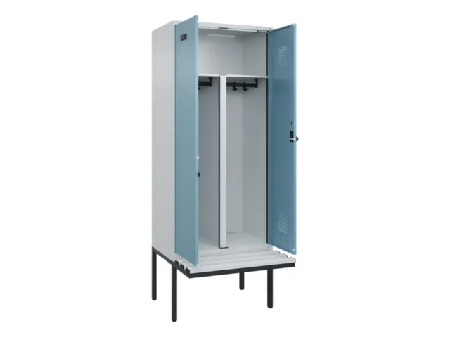 PBM-locker met bank,HxBxD 2120x800x815mm,2vak,vak B 400mm,draaigrendel