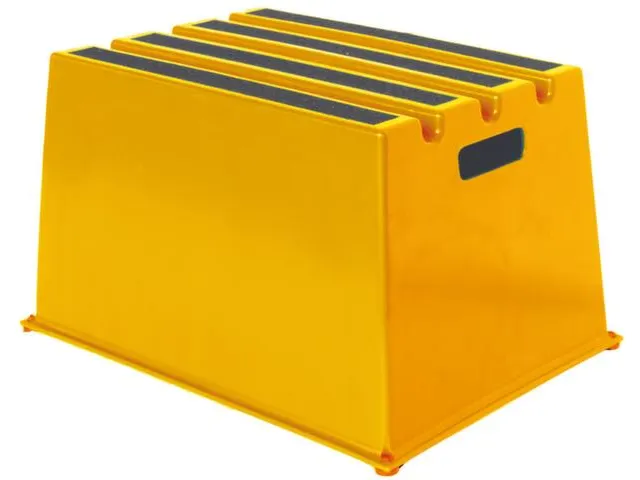 trap,bordes H 305mm,1treden m. antislipmatten,HDPE,geel